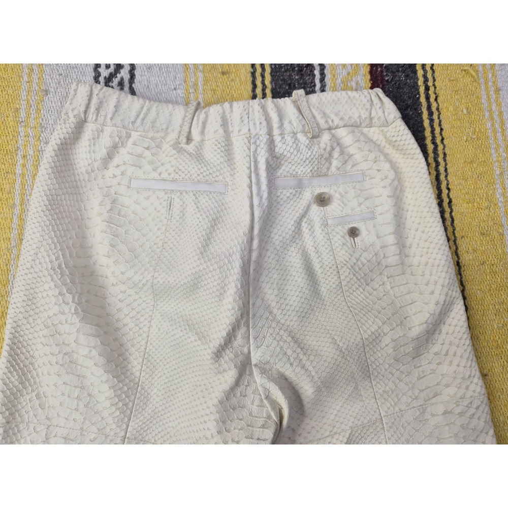 Yigal Azrouël 100% Lamb Leather Croc-Embossed Pants - Winter White - Size 2 - Picture 3 of 16